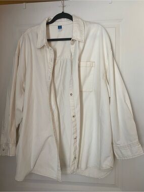 Old Navy Oversized Cream Jean Jacket Shirt